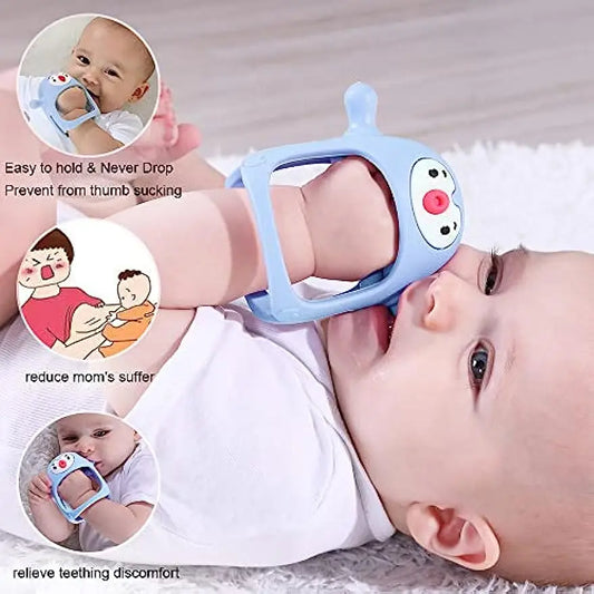 "Silicone Teething Toy" a perfect solution for babies' teething needs. This infant hand teether pacifier is designed for breastfeeding babies and serves as a reliable teething toy for newborns.